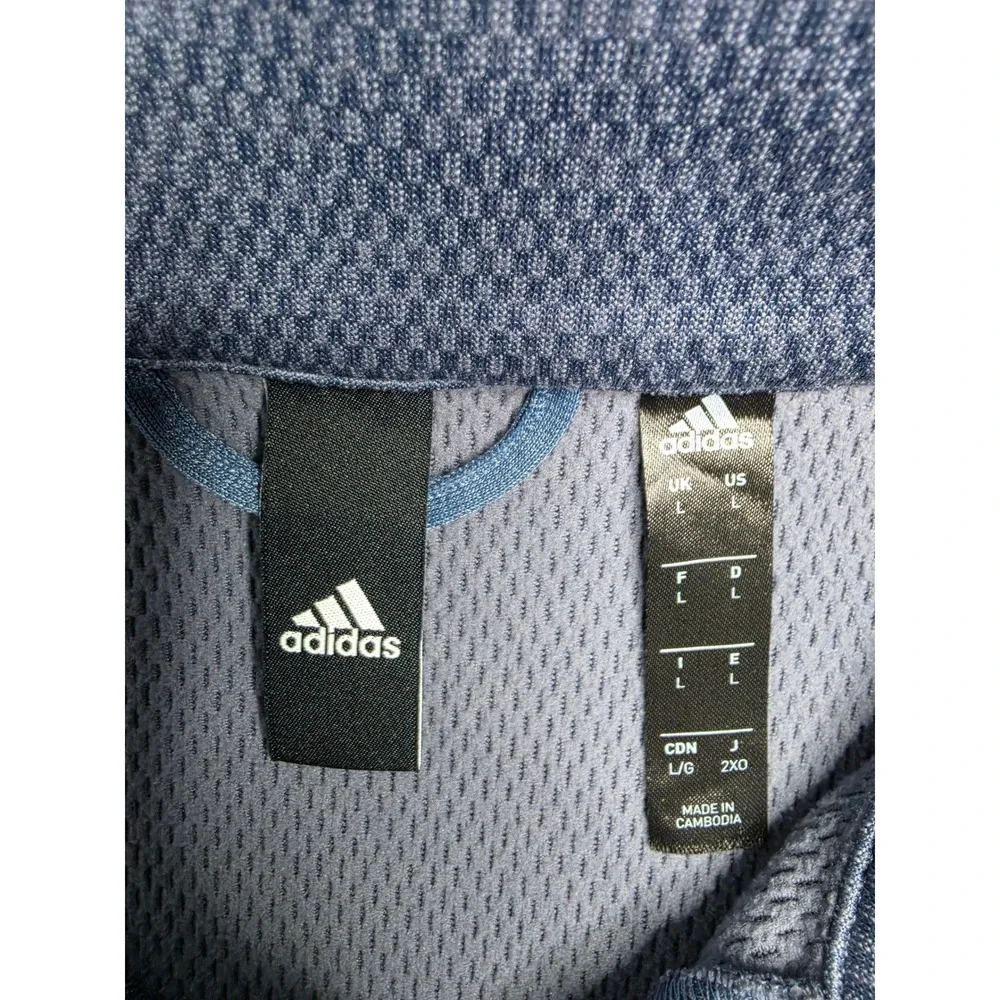 Adidas Sweatshirt Men's Large Blue Mesh Lined Long Sleeve Quarter Zip Activewear